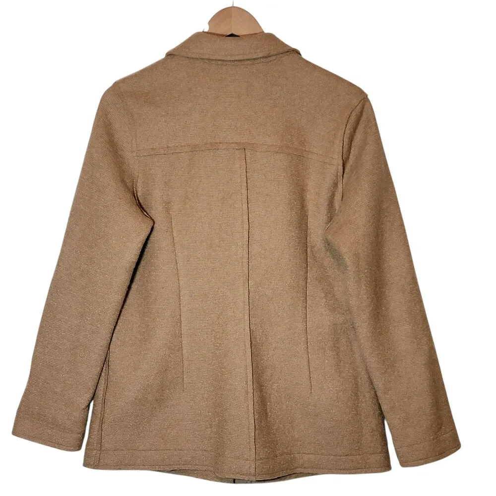 Chico's Wool Blend Tailored Blazer Jacket Button Front Camel Tan Size 1 Medium - Picture 7 of 14